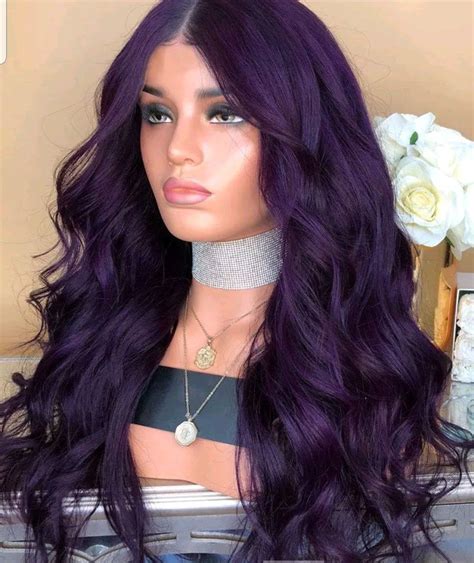 long purple hair wig|real hair purple wig.